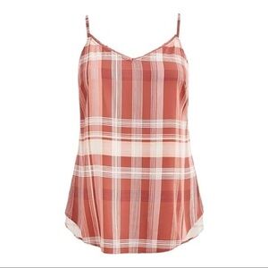 TORRID AVA LACE TRIM CAMI - STRETCH CHALLIS PLAID RED